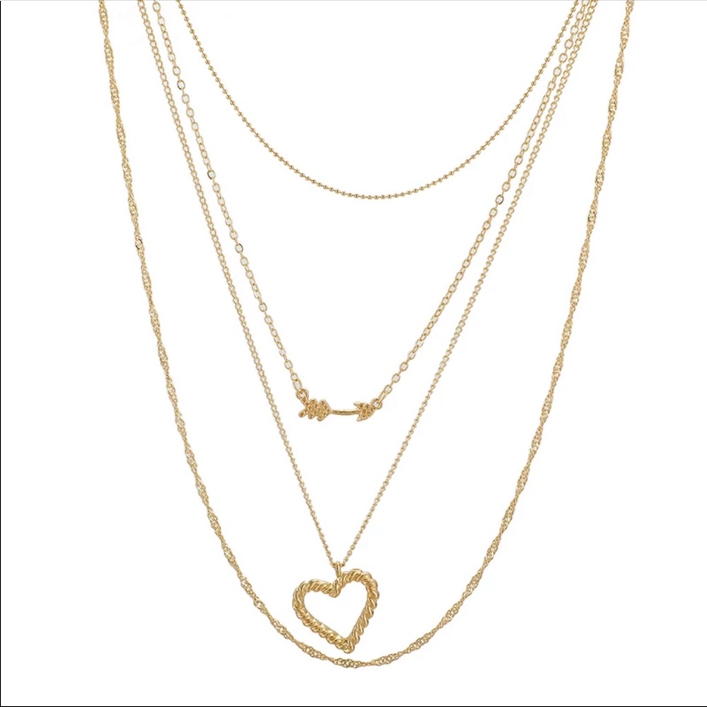 • Hazel • Layered Heart + Arrow Necklace - Picture 4 of 5